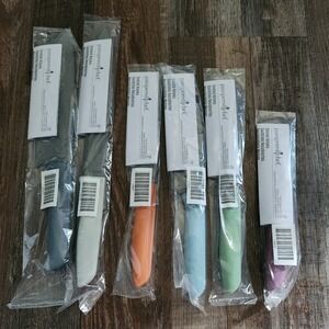 Pampered Chef COATED KNIFE SET OF 6 Kitchen Knives 100837 Dishwasher Safe NEW